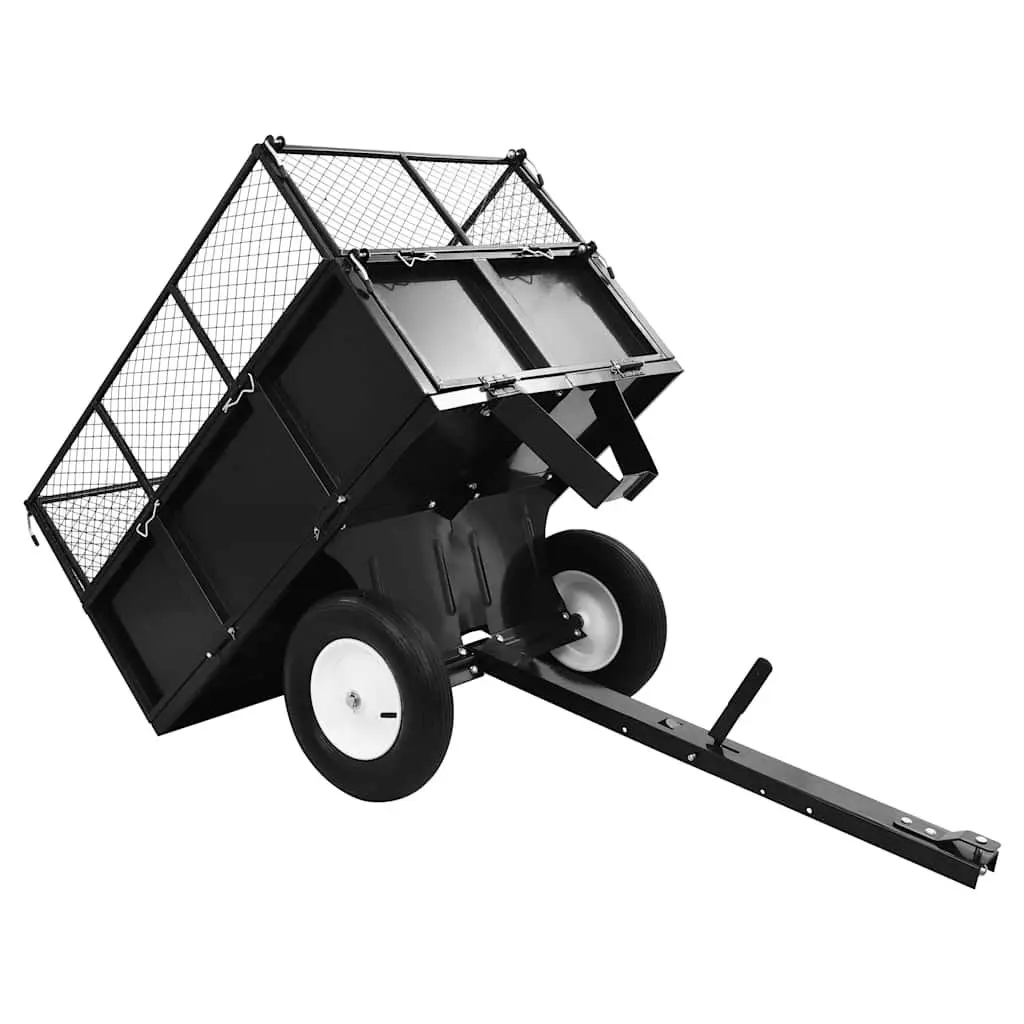Tipping Trailer for Lawn Mower Extendable Height 300kg Load Capacity Garden Trolley