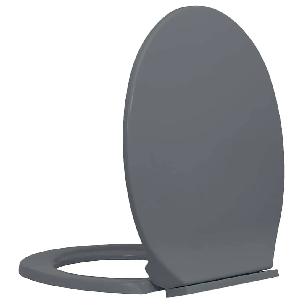 Soft-Close Toilet Seat Grey Oval Standard Bowl Quick Install Top Mount Hinges