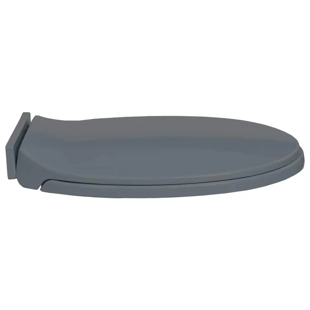 Soft-Close Toilet Seat Grey Oval Standard Bowl Quick Install Top Mount Hinges