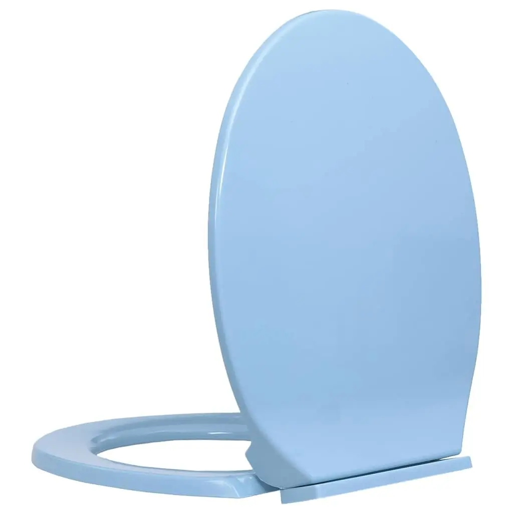 Soft-Close Toilet Seat Blue Oval Standard Bowl Bathroom Fixture Slow Close Hinge