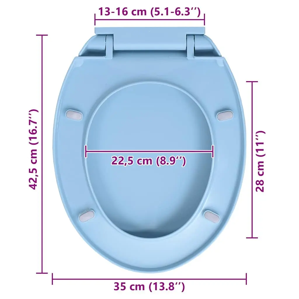 Soft-Close Toilet Seat Blue Oval Standard Bowl Bathroom Fixture Slow Close Hinge