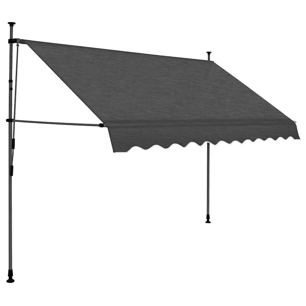 Manual Retractable Awning Polyester 250cm Anthracite with Solar LED Lights