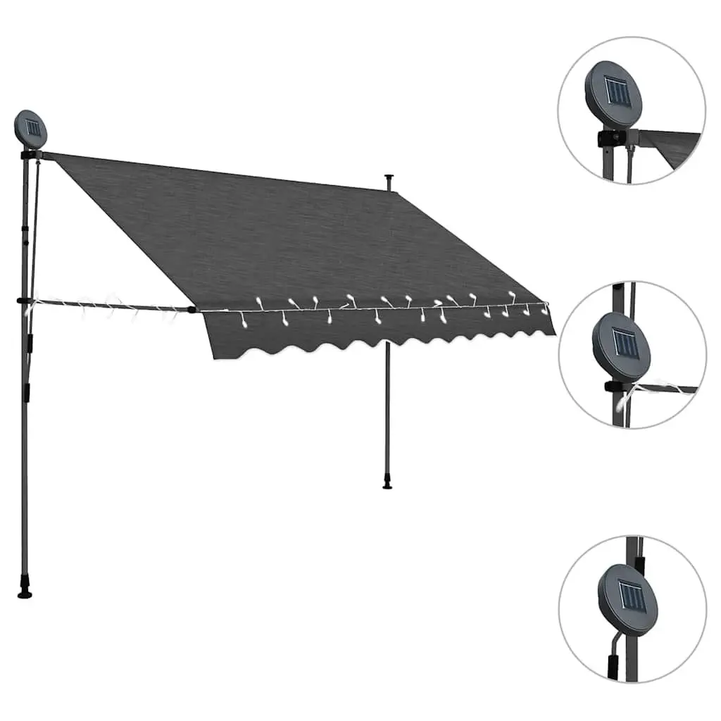 Retractable Awning Manual Steel Frame 300cm Anthracite Polyester Canopy