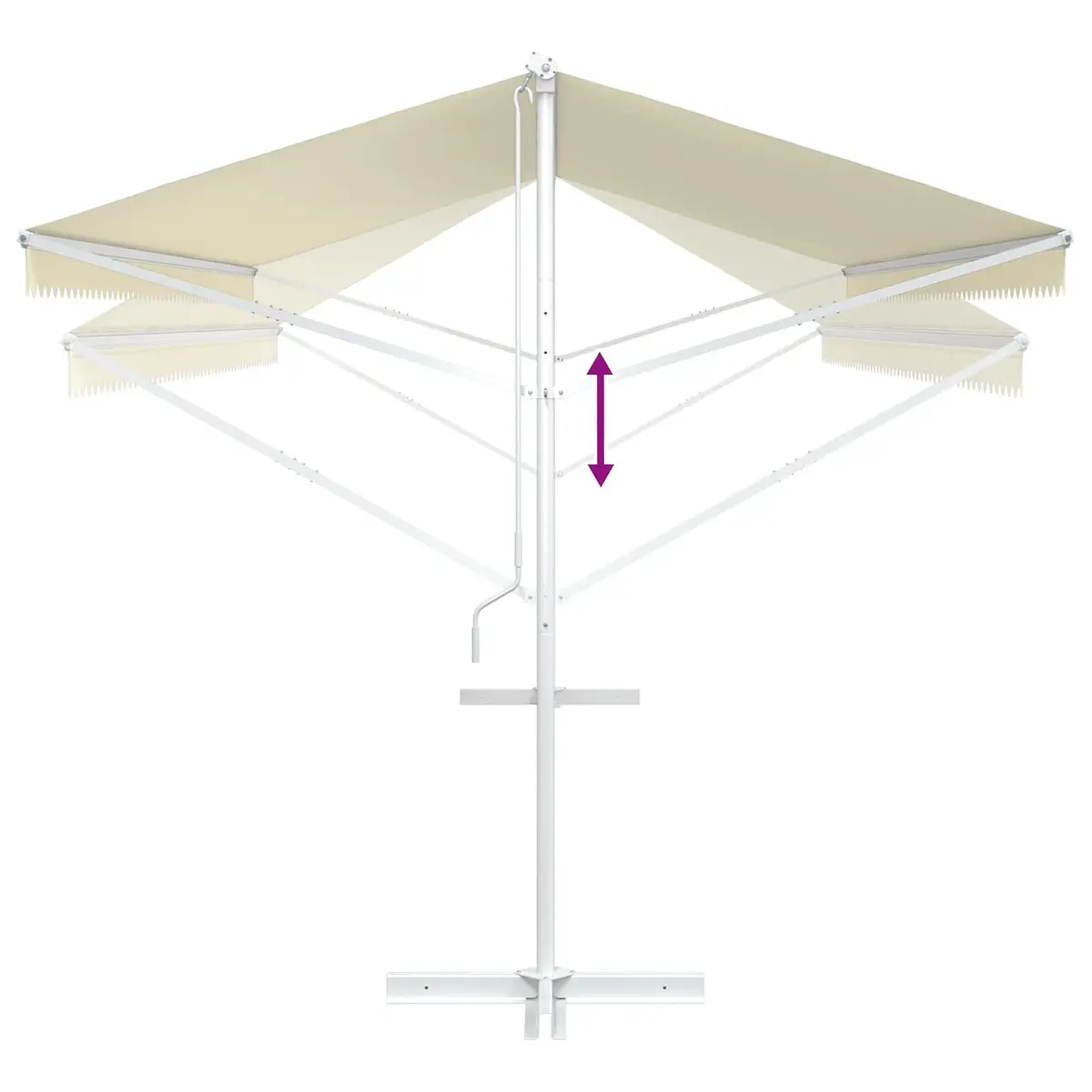 Free Standing Awning Powder-Coated Steel 600x300 cm Cream Weather-Resistant Polyester