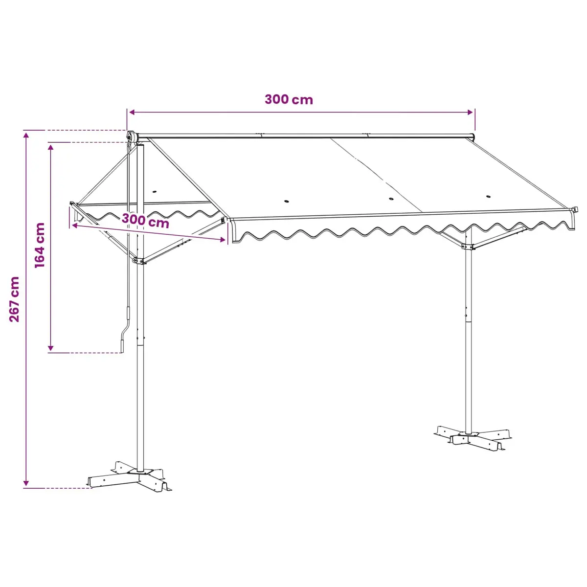 Free Standing Canopy Anthracite 300x300cm Outdoor Garden Patio Shade Weather Resistant Polyester with Powder Coated Steel Frame