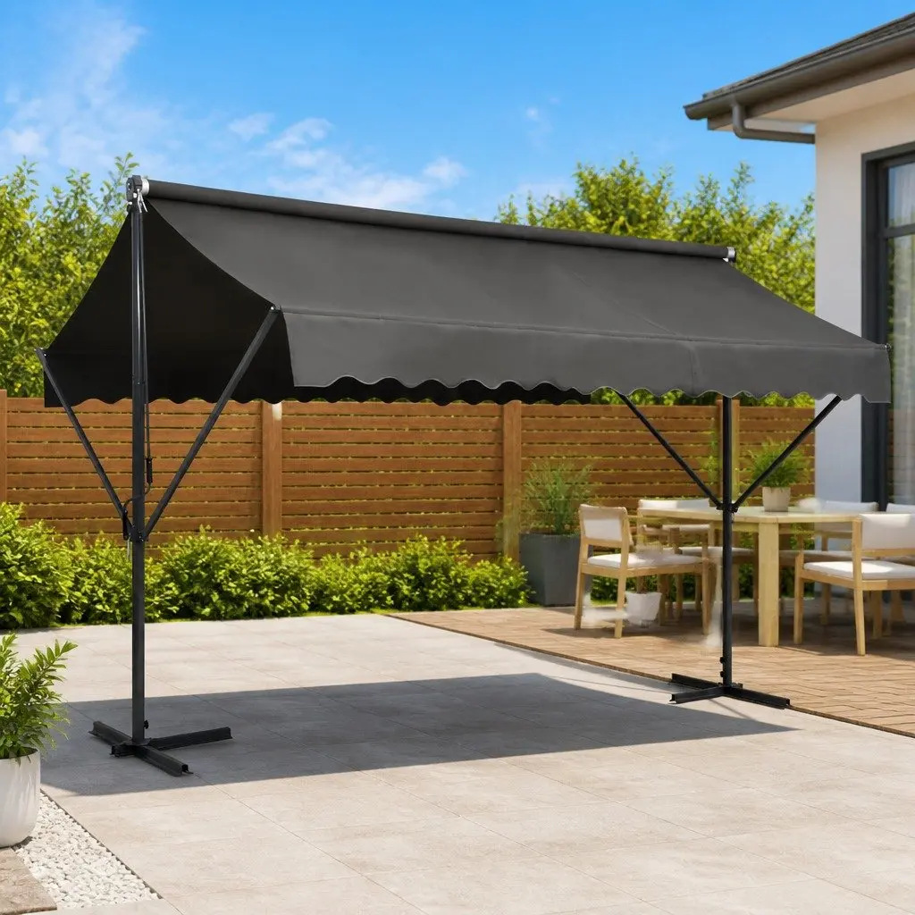 Free Standing Awning Powder-coated Steel 400x300 cm Anthracite