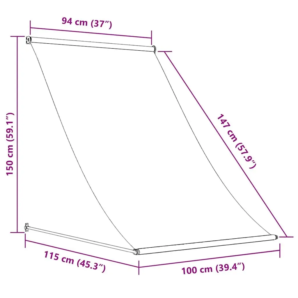Retractable Awning Polyester Steel Frame 100x150 cm Anthracite Garden Terrace Balcony Canopy