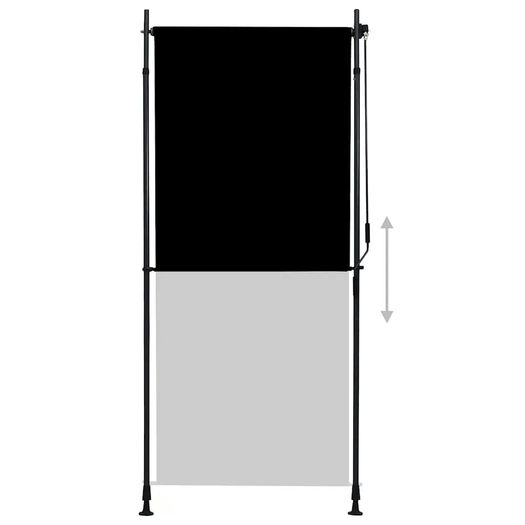 Outdoor Roller Blind Fade Resistant Fabric 100x270cm Anthracite Hand Crank