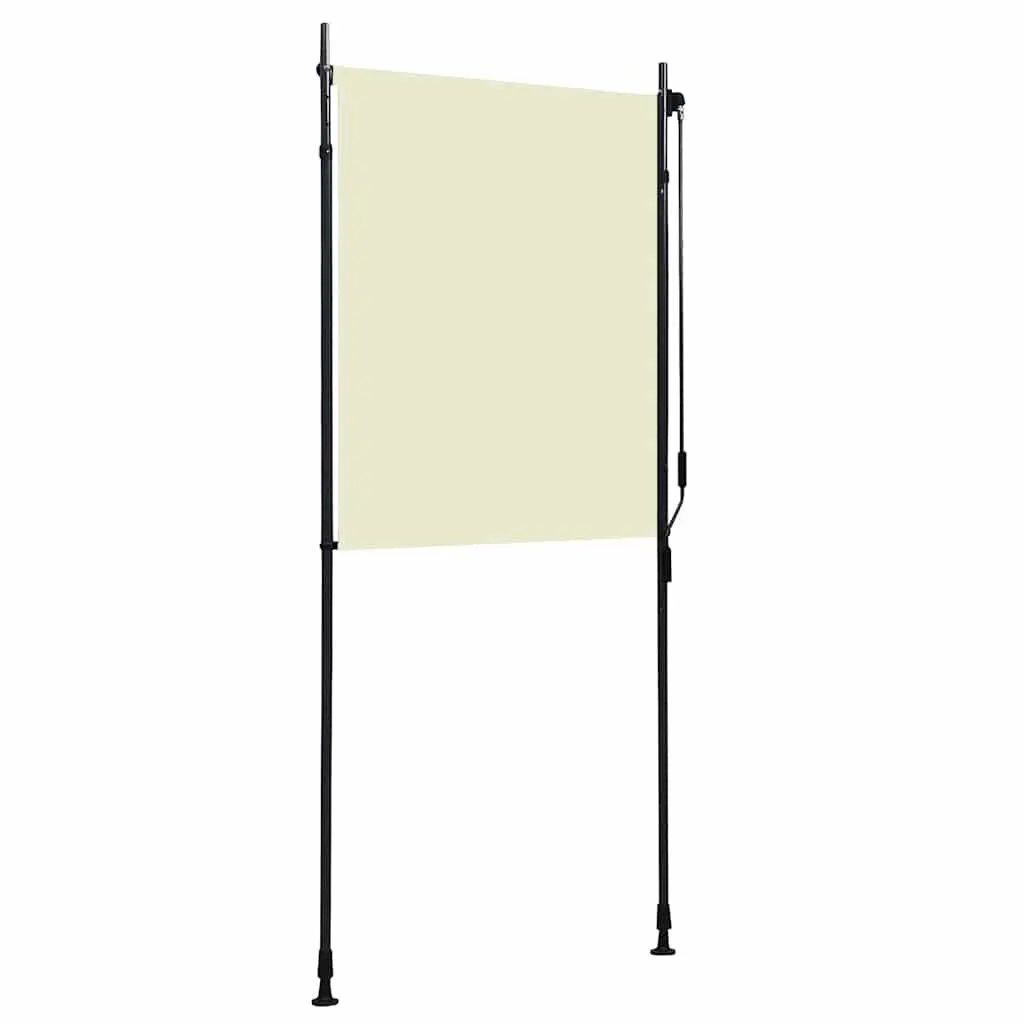 Outdoor Roller Blind Cream 100x270cm Hand Crank Fade Resistant Fabric Shade for Balcony and Patio