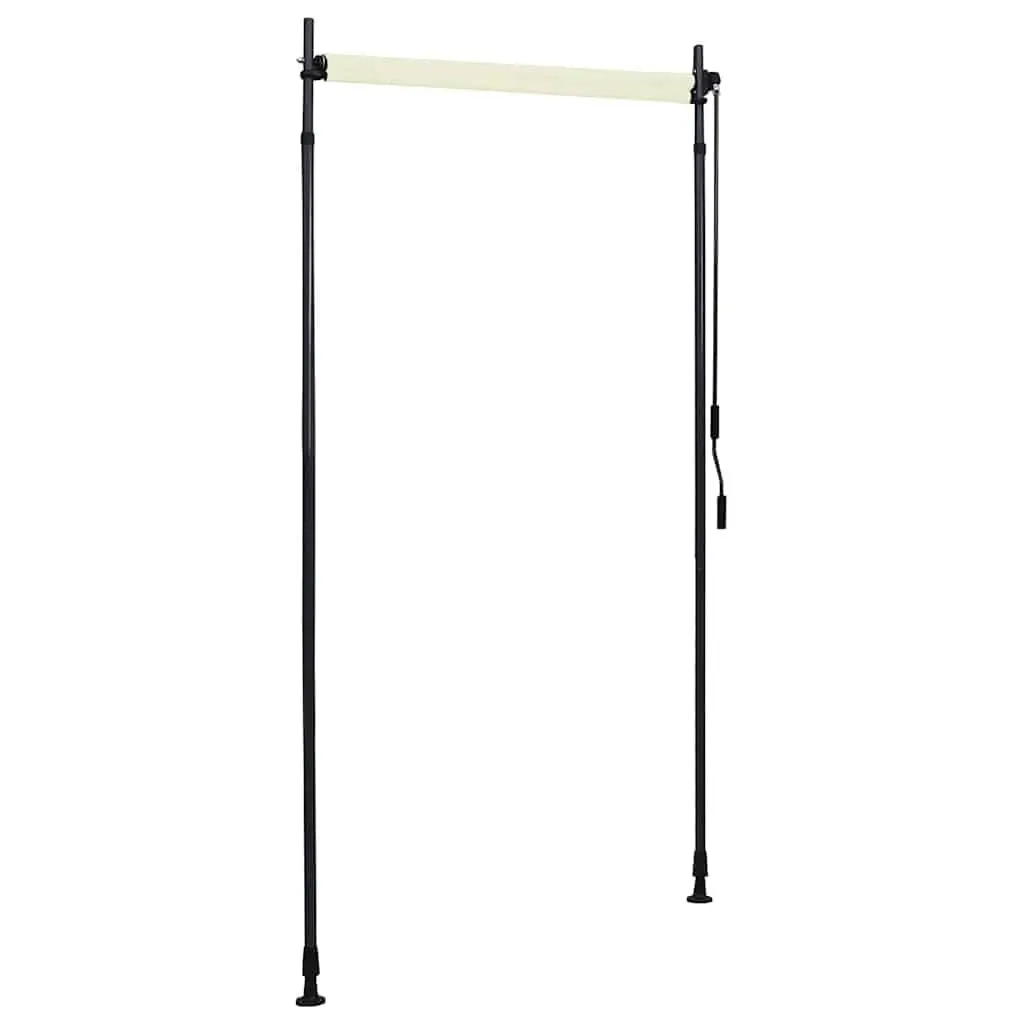 Outdoor Roller Blind Cream 100x270cm Hand Crank Fade Resistant Fabric Shade for Balcony and Patio