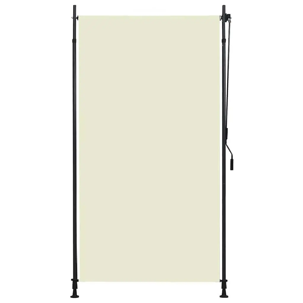 Outdoor Roller Blind Cream 120x270cm Fade Resistant Fabric Hand Crank Operated Shade for Privacy on Patio Balcony
