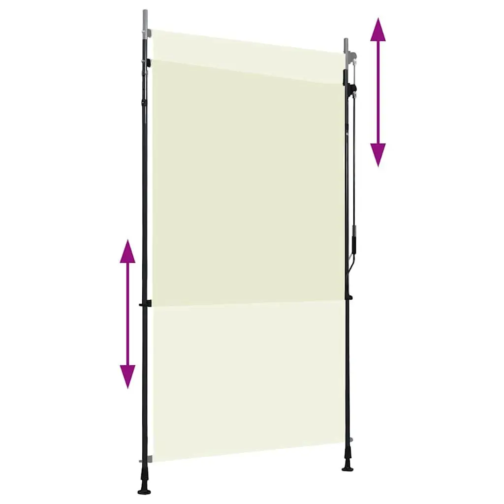 Outdoor Roller Blind Cream 120x270cm Fade Resistant Fabric Hand Crank Operated Shade for Privacy on Patio Balcony