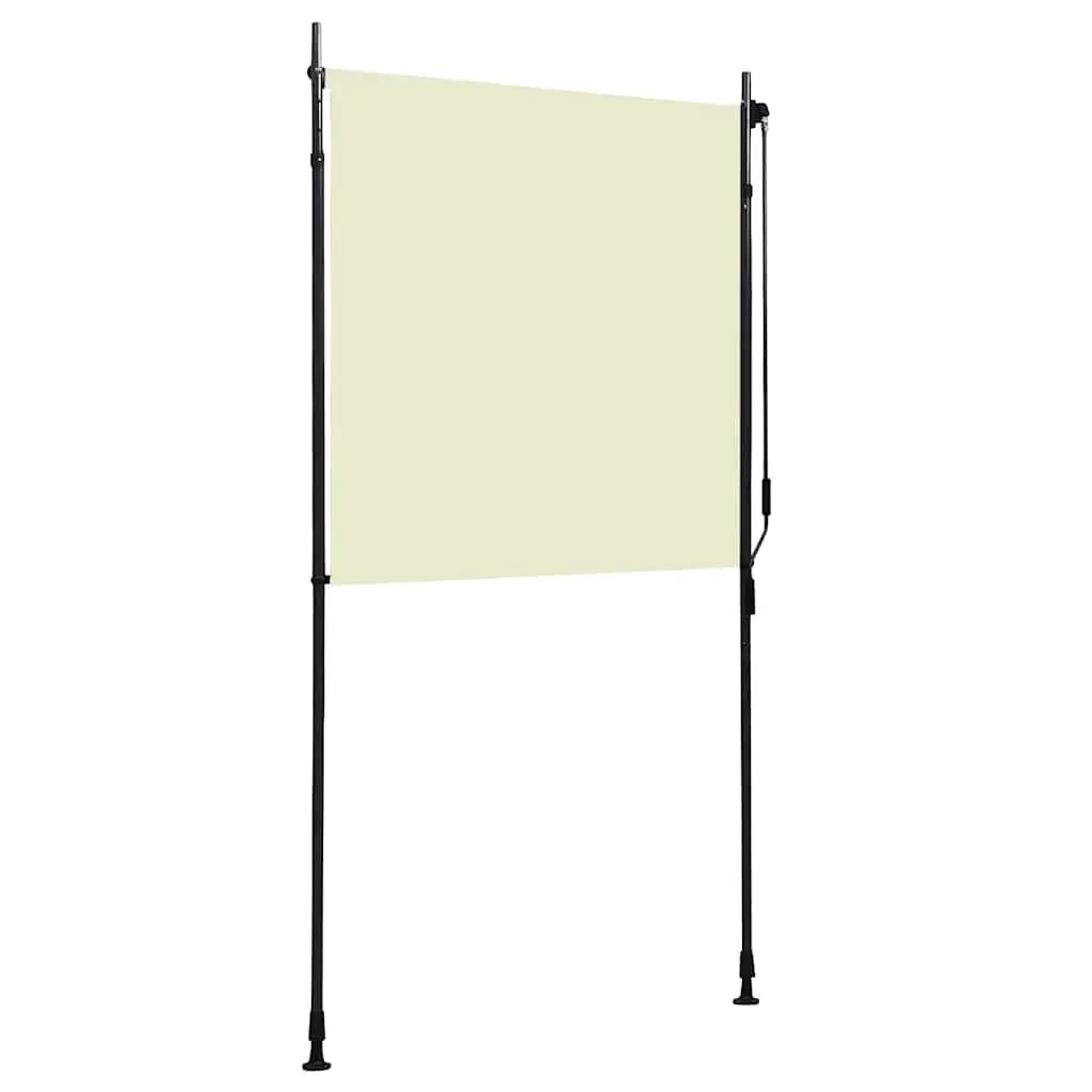 Outdoor Roller Blind Cream 120x270cm Fade Resistant Fabric Hand Crank Operated Shade for Privacy on Patio Balcony