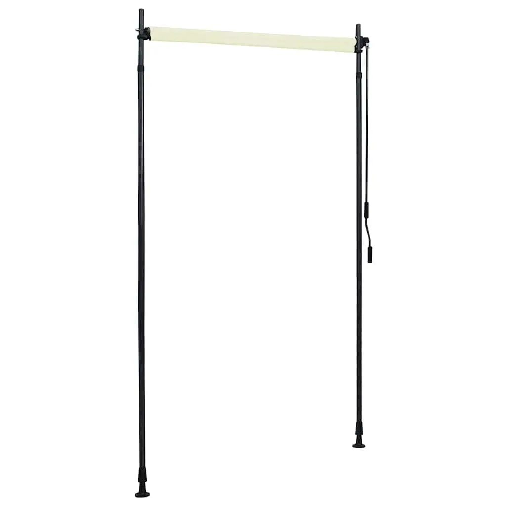 Outdoor Roller Blind Cream 120x270cm Fade Resistant Fabric Hand Crank Operated Shade for Privacy on Patio Balcony