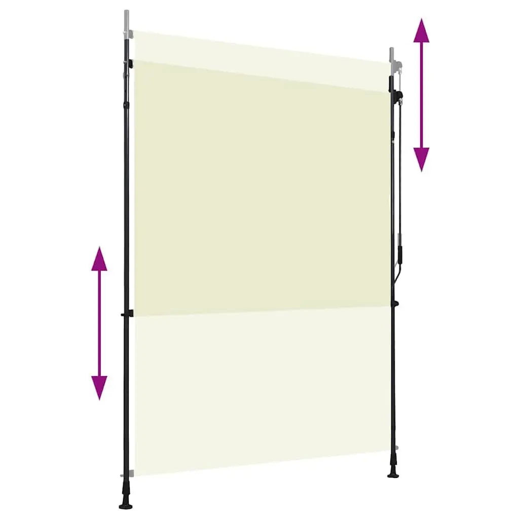 Outdoor Roller Blind Cream Fabric 150x270cm Hand Crank Sun Shade for Patio Balcony