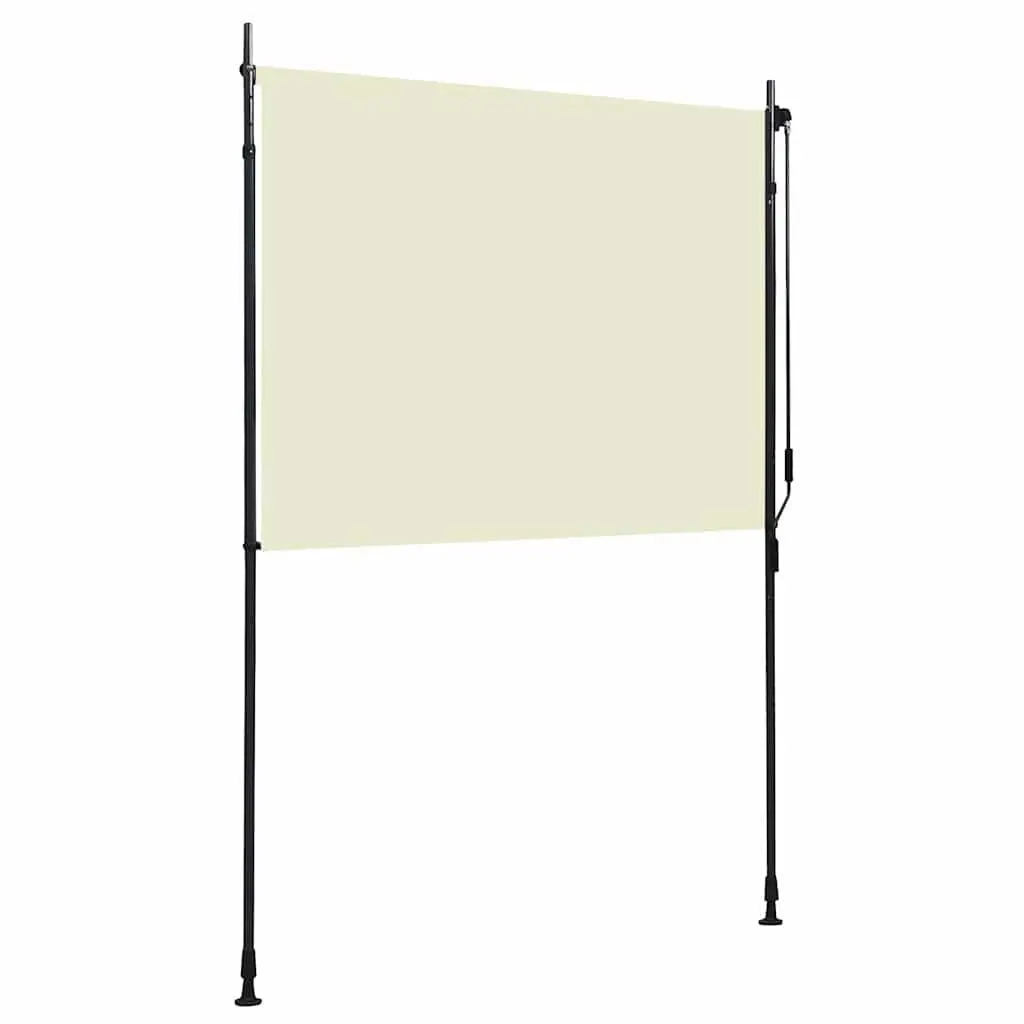 Outdoor Roller Blind Cream Fabric 150x270cm Hand Crank Sun Shade for Patio Balcony