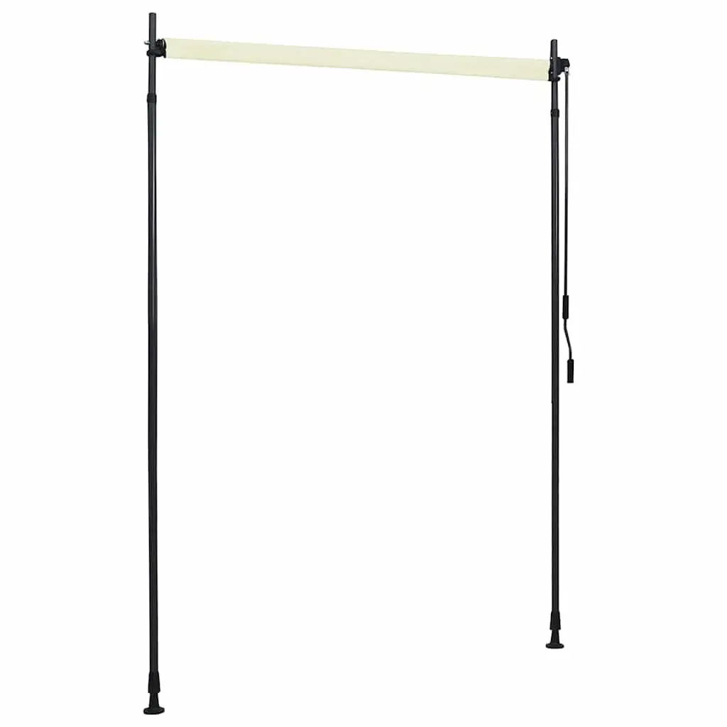 Outdoor Roller Blind Cream Fabric 150x270cm Hand Crank Sun Shade for Patio Balcony