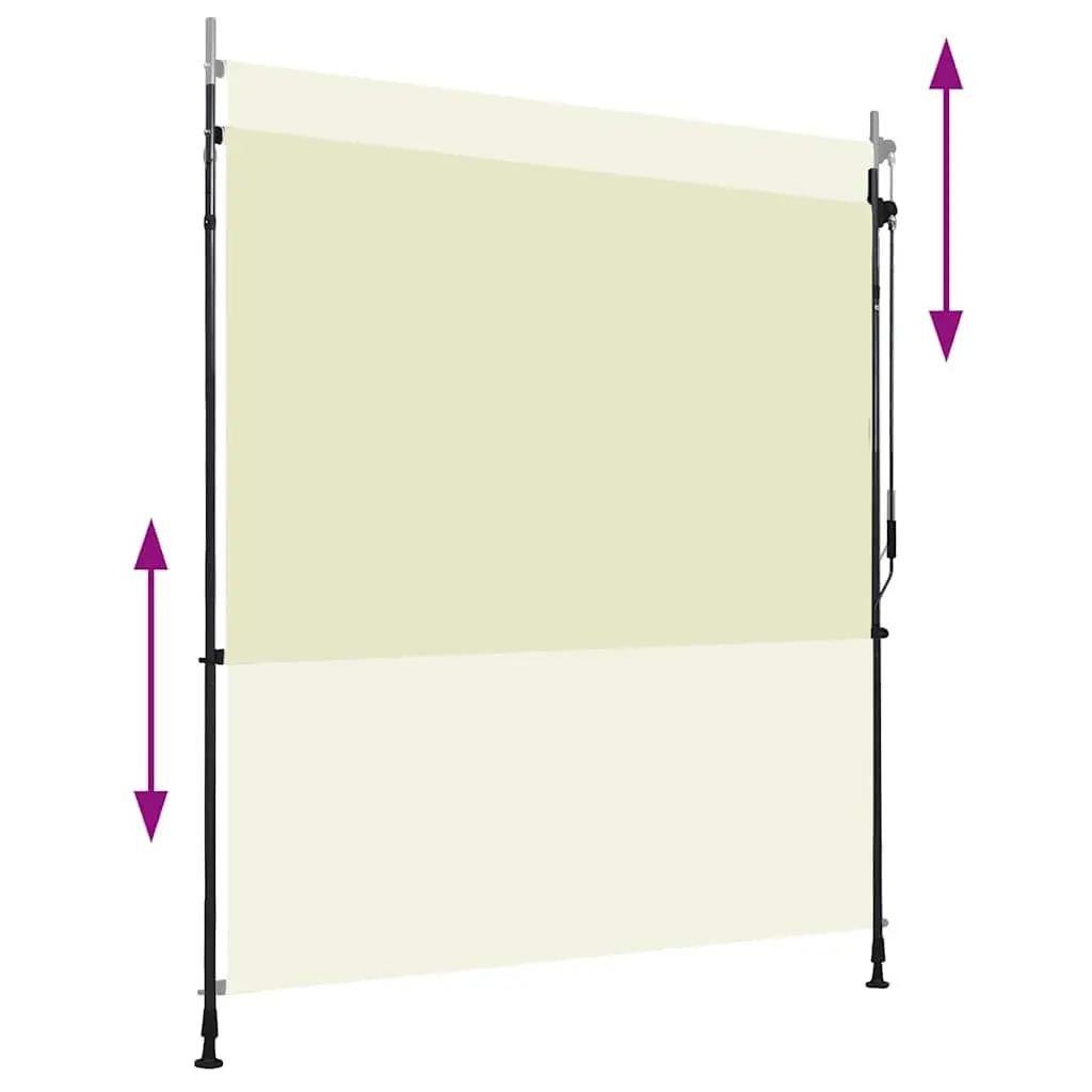 Outdoor Roller Blind Fabric 200x270cm Cream Hand Crank Shade
