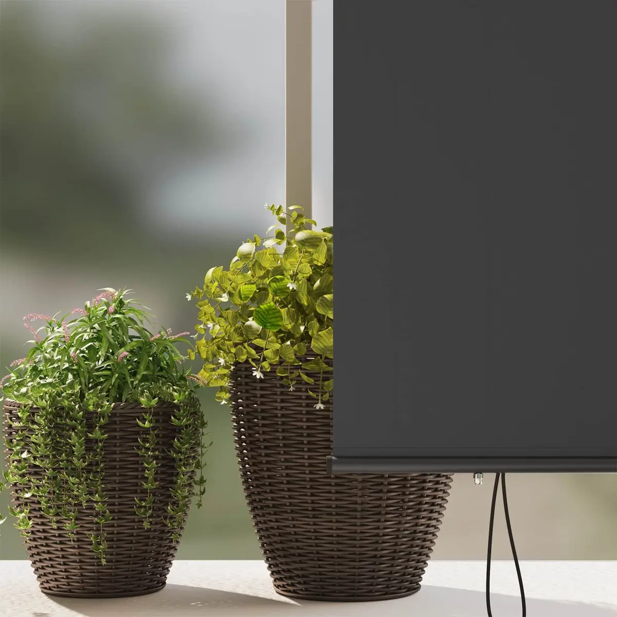 Outdoor Roller Blind Polyester 140x250cm Anthracite Hand Crank