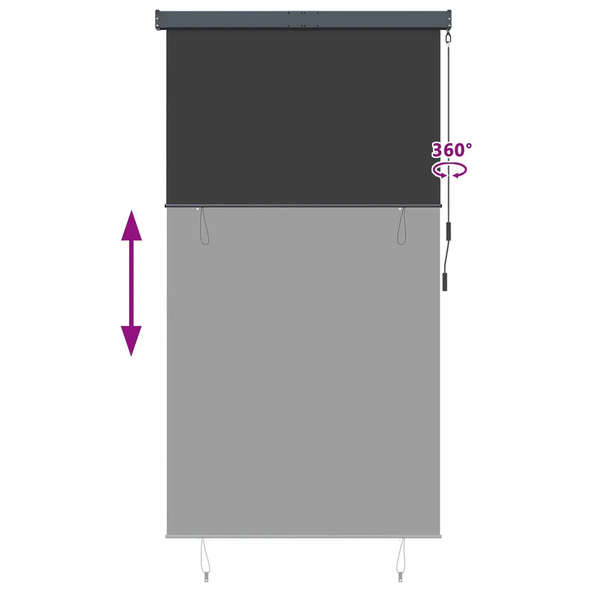 Outdoor Roller Blind Polyester 140x250cm Anthracite Hand Crank