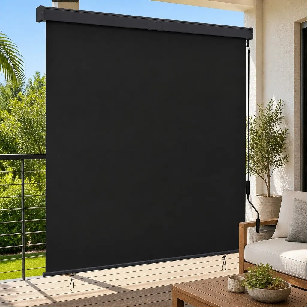 Outdoor Blind Hand Crank Anthracite 160x250cm Polyester Exterior Shade for Garden Patio Balcony