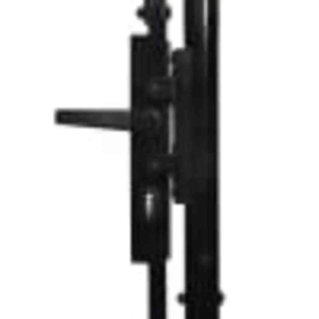 Double Gate Garden Fence Barrier Spike Top Black Heavy-Duty Steel 299.5x199.5cm