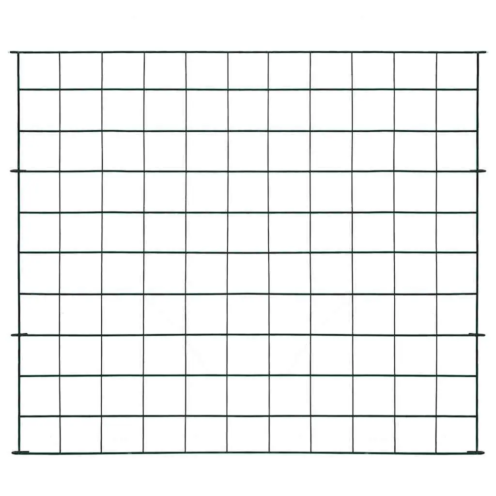 Garden Fence Panels Green Powder Coated Steel Wire 77.5x64 cm Outdoor Barrier Set