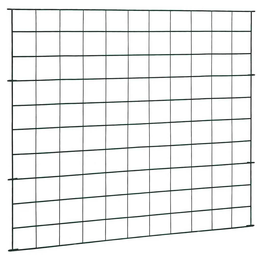 Garden Fence Panels Green Powder Coated Steel Wire 77.5x64 cm Outdoor Barrier Set