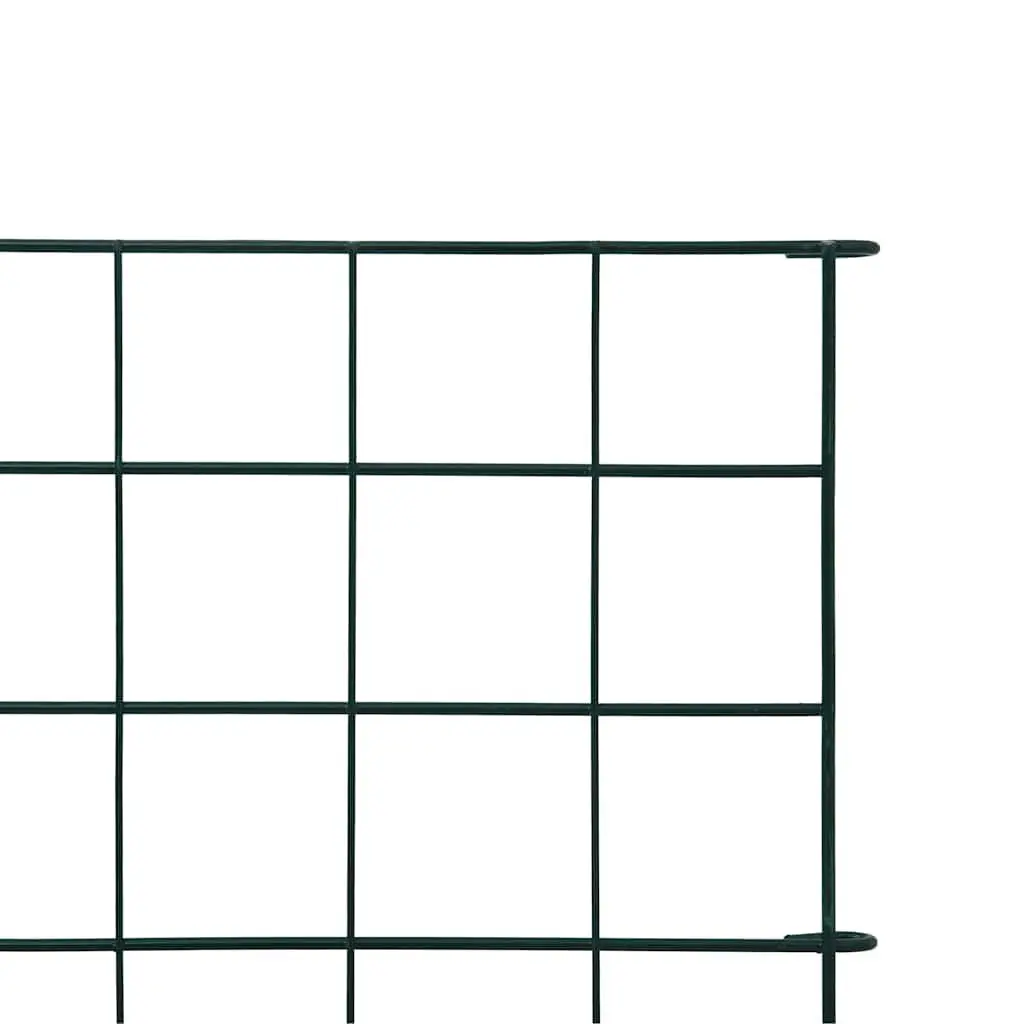 Garden Fence Panels Green Powder Coated Steel Wire 77.5x64 cm Outdoor Barrier Set