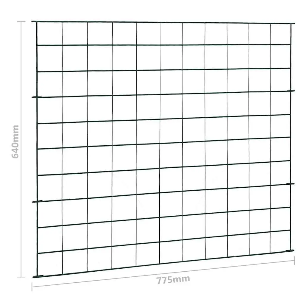 Garden Fence Panels Green Powder Coated Steel Wire 77.5x64 cm Outdoor Barrier Set