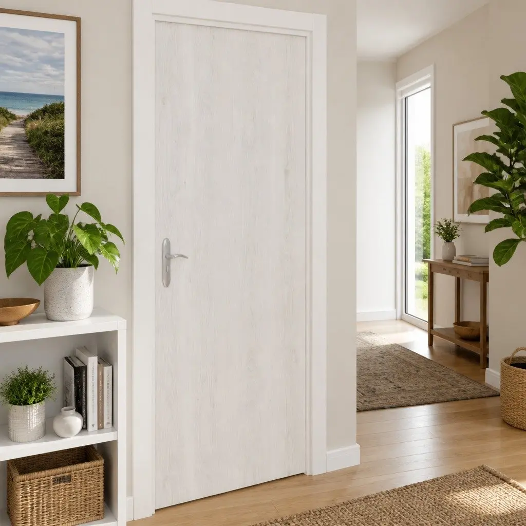 Self Adhesive Film PVC White Wood Grain 210x90cm Decorative Cover for Doors Furniture Smooth Surfaces