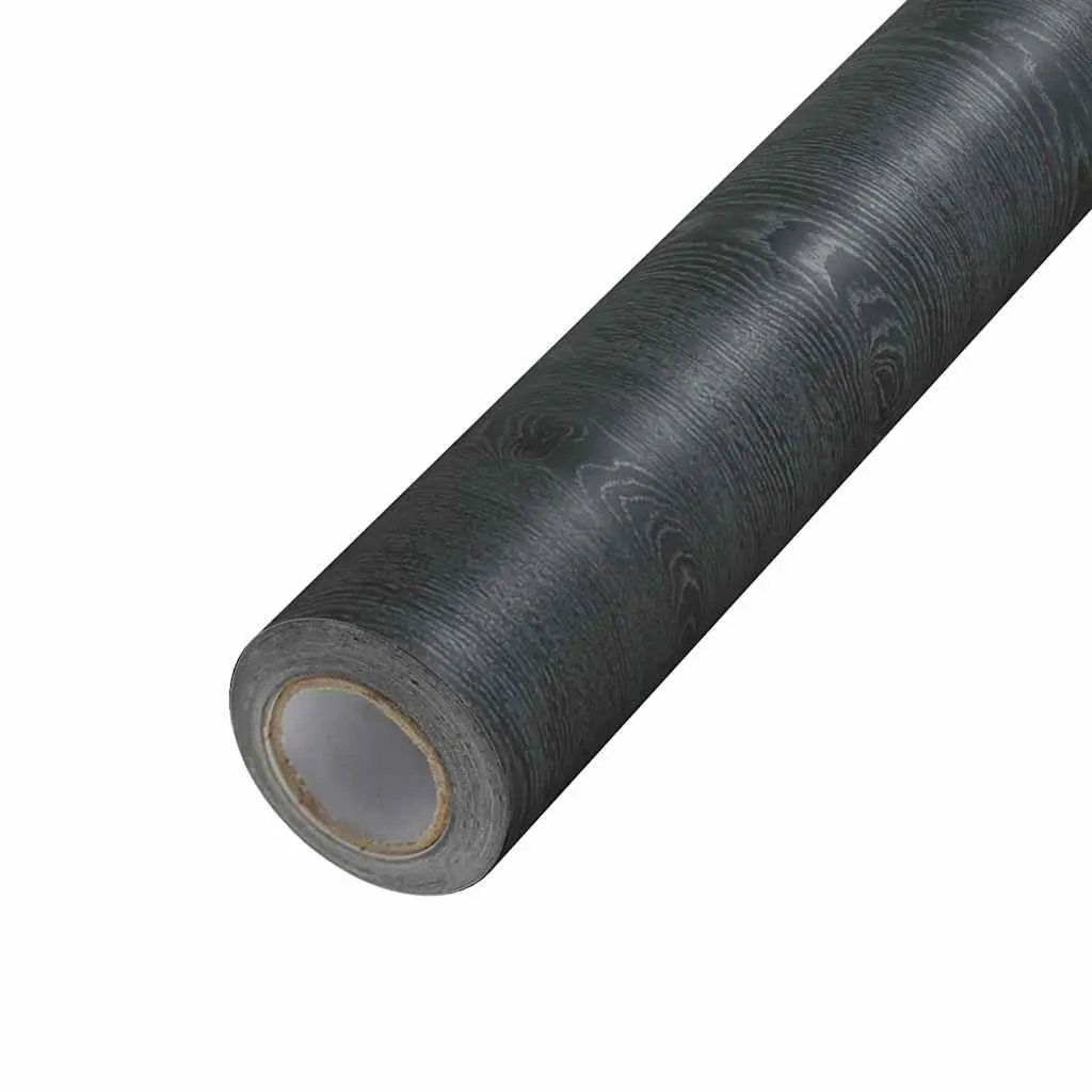 Self-Adhesive Furniture Film PVC 500x90cm Black Wood Grain Decor
