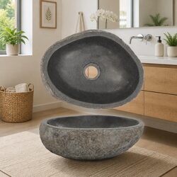Functional Oval River Stone Basin for Modern Homes