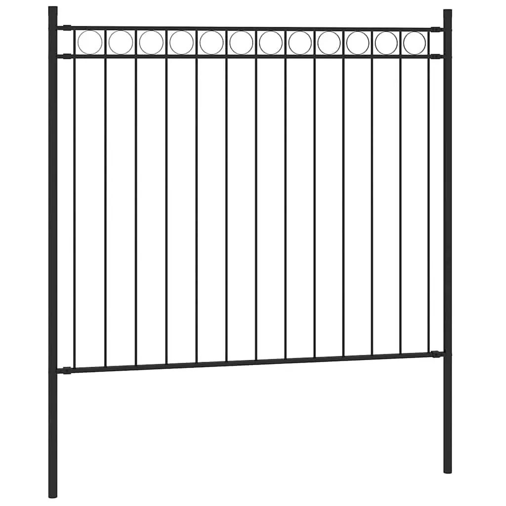 Garden Fence Panel Steel Frame 1.7 x 0.8 m Black Decorative Privacy Barrier