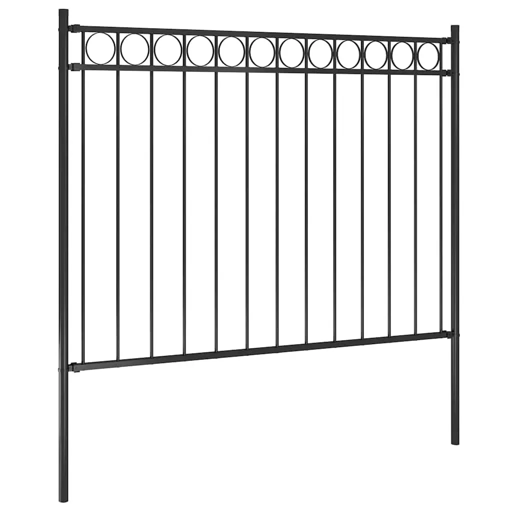 Garden Fence Panel Steel Black 1.7x1.2m Decorative Outdoor Patio Security