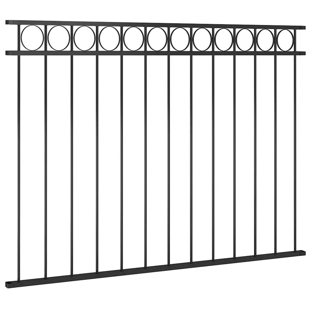 Steel Fence Panel Powder-coated Steel 1.7x1.2m Black Garden Patio Terrace Partition