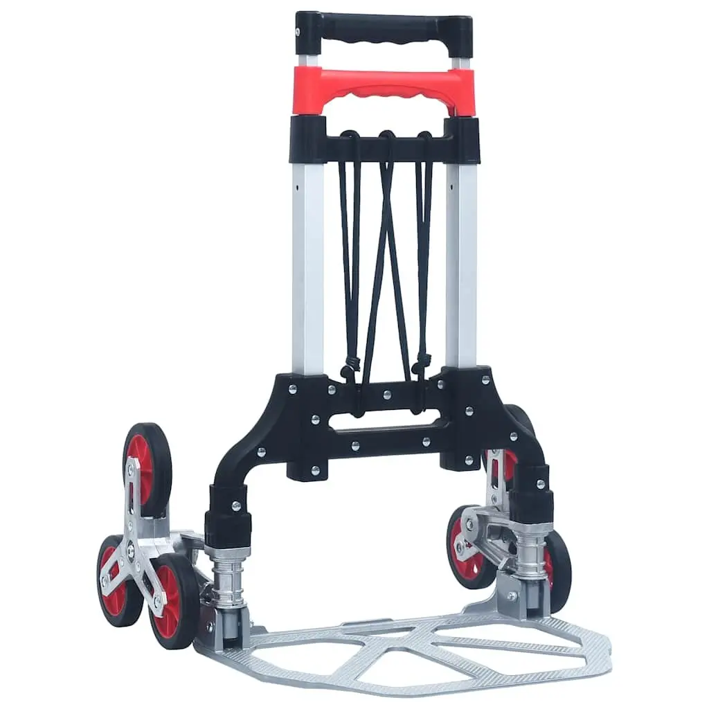 Foldable Stair Climbing Cart Aluminium 70kg Capacity Portable Black Three Wheel