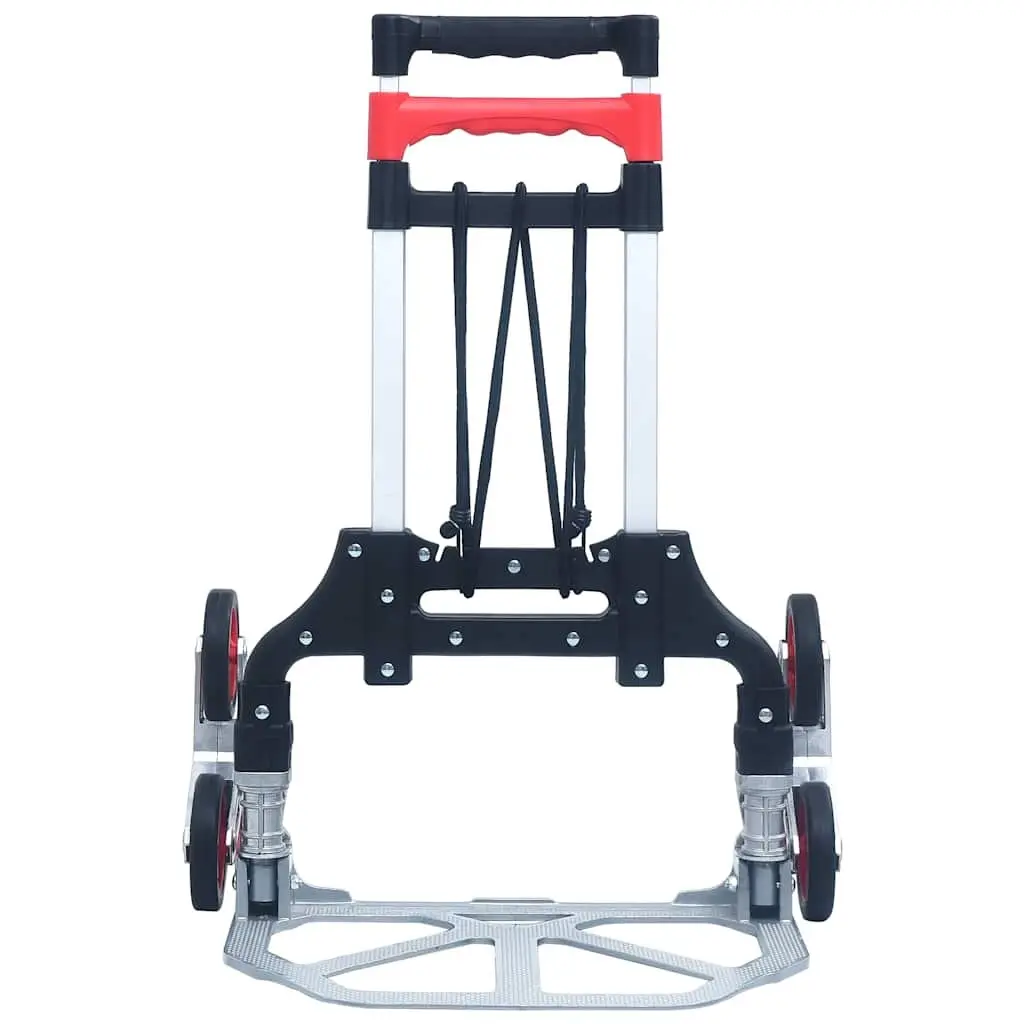 Foldable Stair Climbing Cart Aluminium 70kg Capacity Portable Black Three Wheel