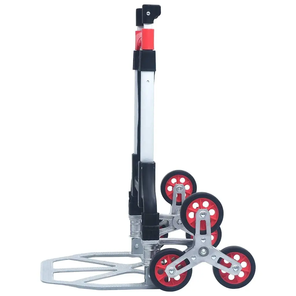 Foldable Stair Climbing Cart Aluminium 70kg Capacity Portable Black Three Wheel