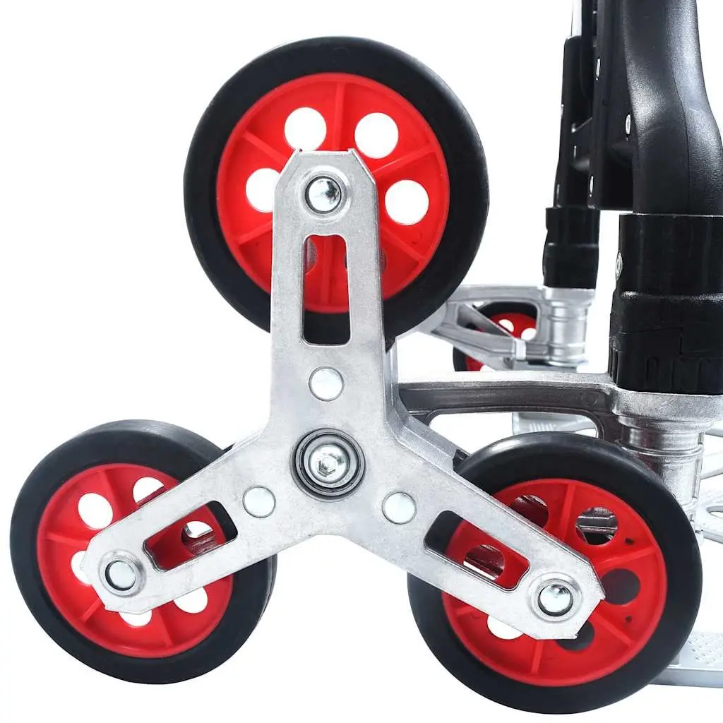 Foldable Stair Climbing Cart Aluminium 70kg Capacity Portable Black Three Wheel