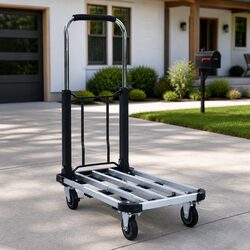 Foldable Transport Trolley Hand Truck 150kg Adjustable Handle Garden Luggage