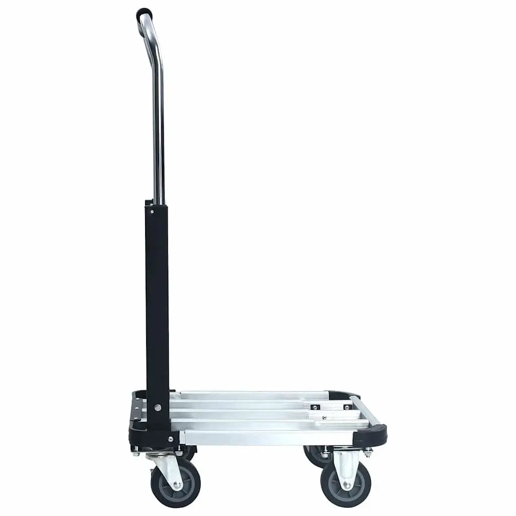 Foldable Transport Trolley Aluminium 150kg Adjustable Handle Silver