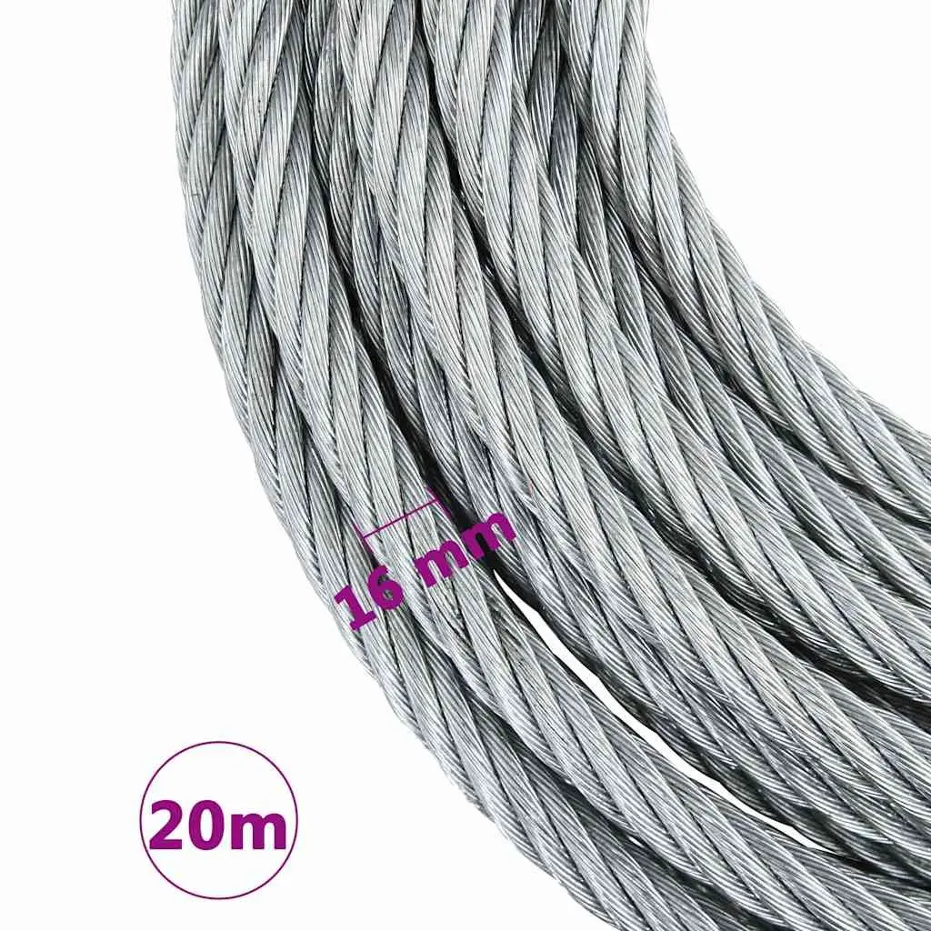 Wire Rope Cable Galvanised Steel 20 m 3200 kg
