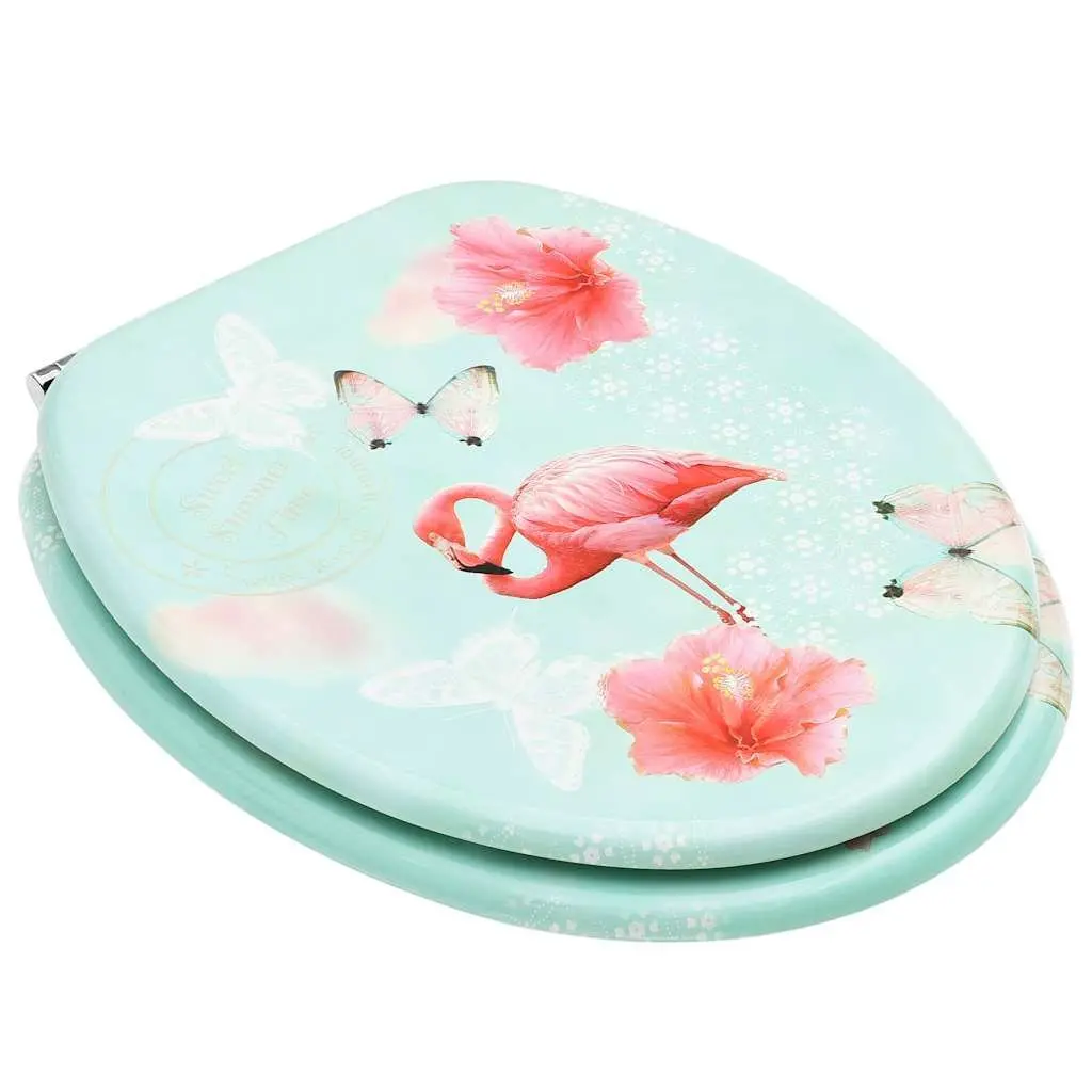 Toilet Seat with Lid Multicolour Design Bathroom Fixture Adjustable Hinges
