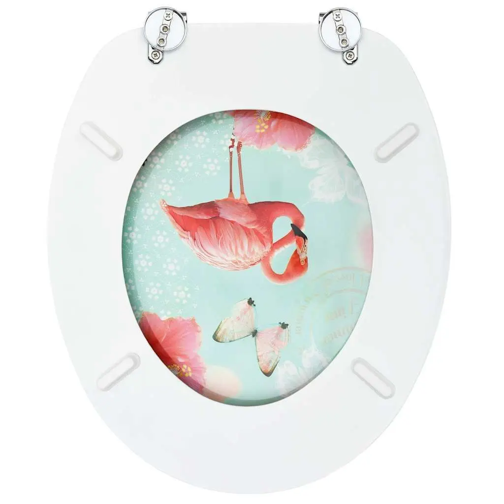 Toilet Seat with Lid Multicolour Design Bathroom Fixture Adjustable Hinges