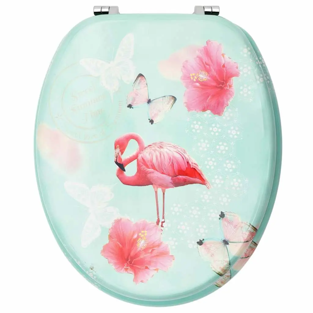 Toilet Seat with Lid Multicolour Design Bathroom Fixture Adjustable Hinges