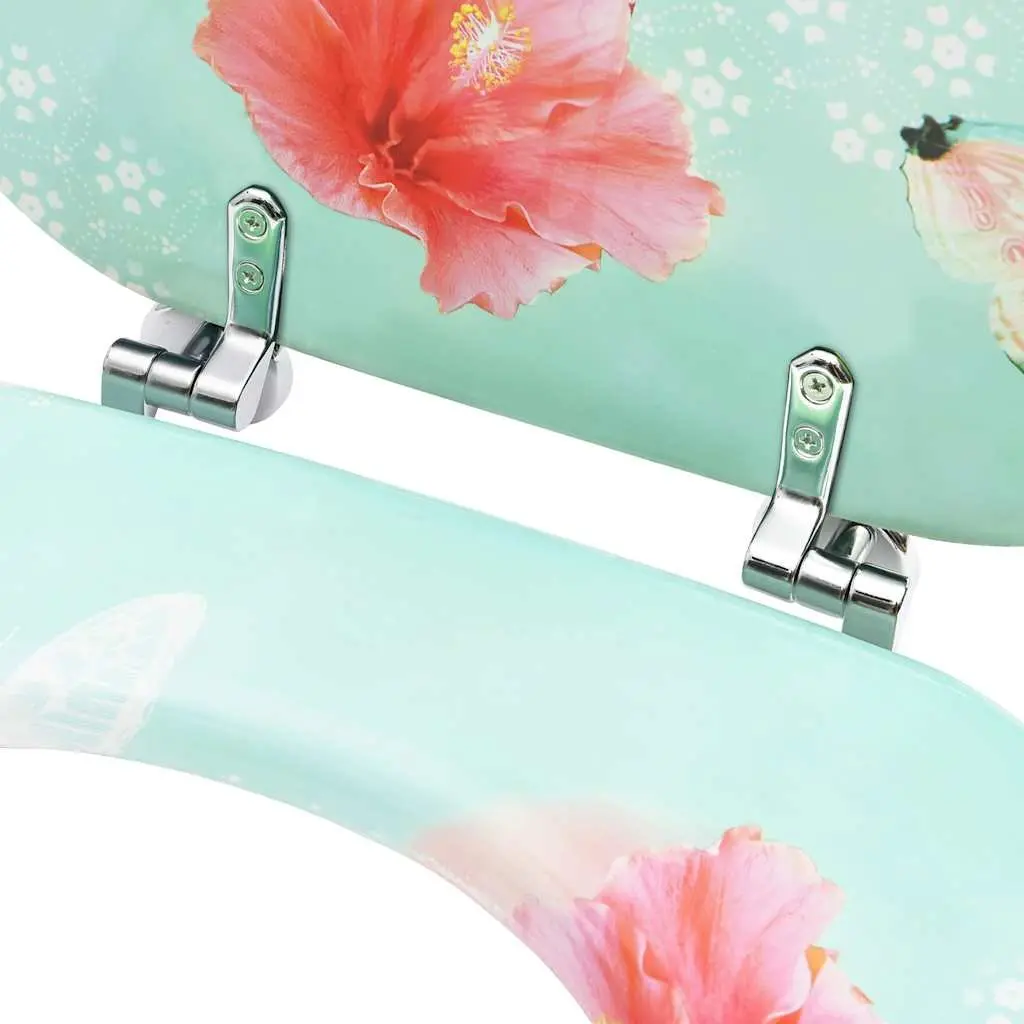 Toilet Seat with Lid Multicolour Design Bathroom Fixture Adjustable Hinges