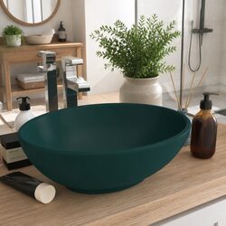 Practical Oval Green Basin for Multiple Spaces 40x33cm