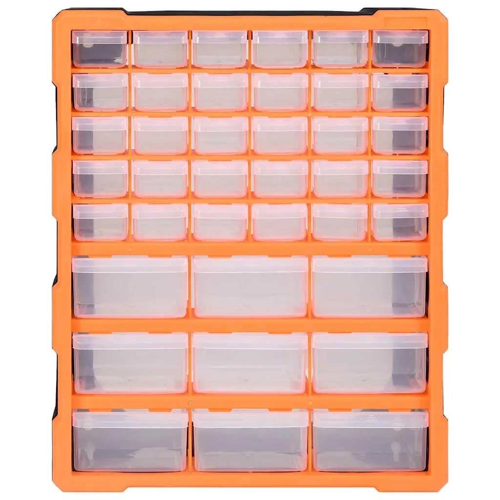 Multi-Drawer Storage Box Tool Organiser 39 Drawers Orange Plastic Hardware Crafts