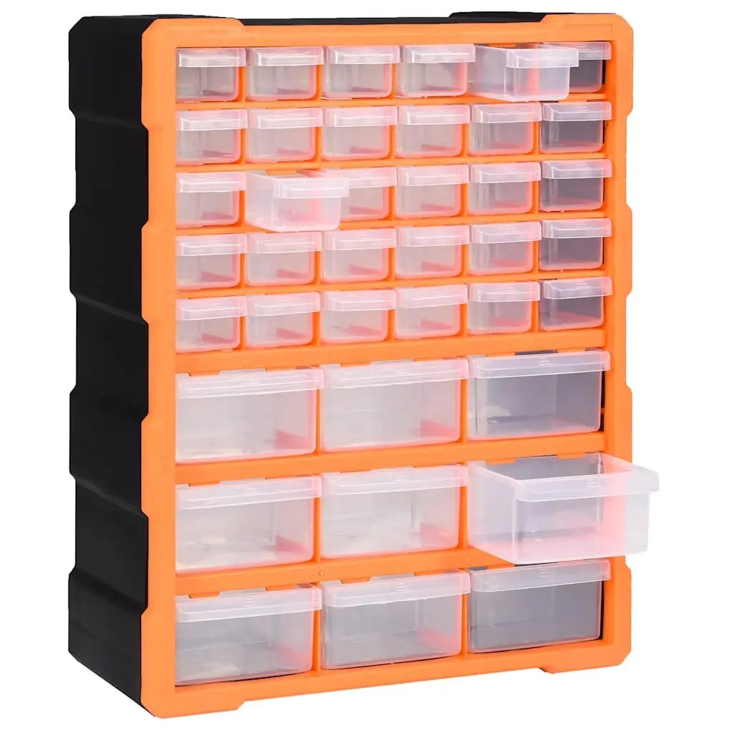 Multi-Drawer Storage Box Tool Organiser 39 Drawers Orange Plastic Hardware Crafts